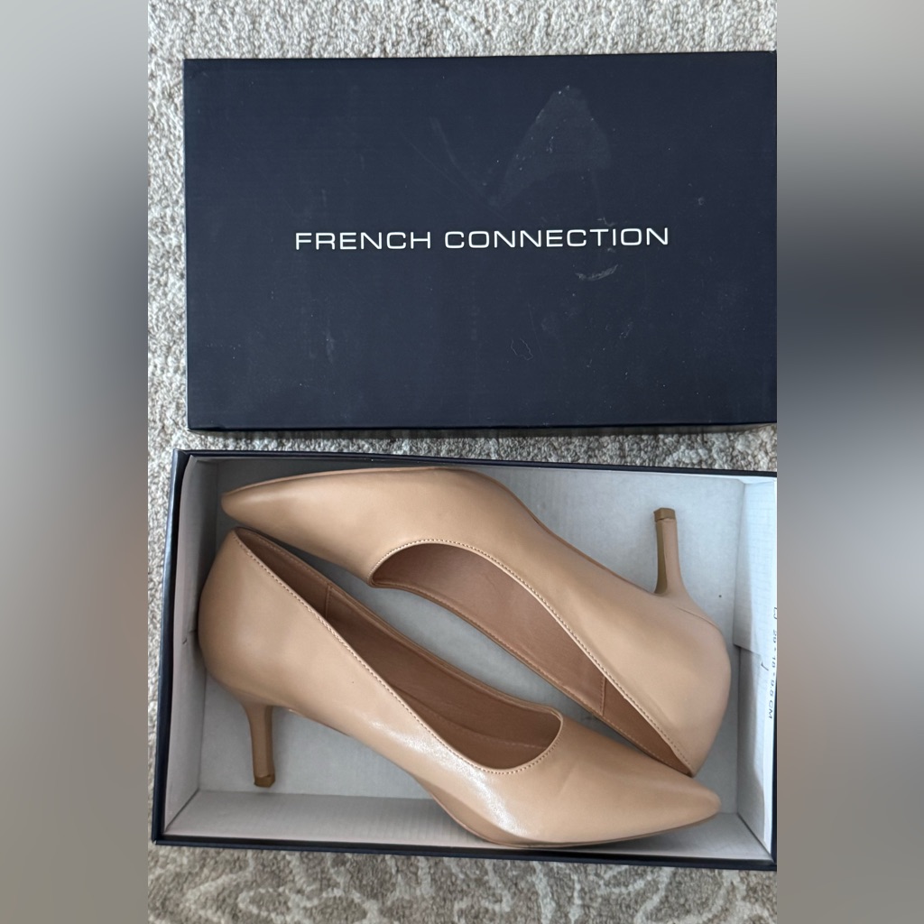 French Connection Women's Beige/Nude 3in Closed Toe Pointed Heels, Size 9